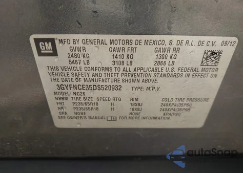 2013 Cadillac Srx Luxury Collection z USA, uszkodzony, nr VIN 3GYFNCE35DS520932